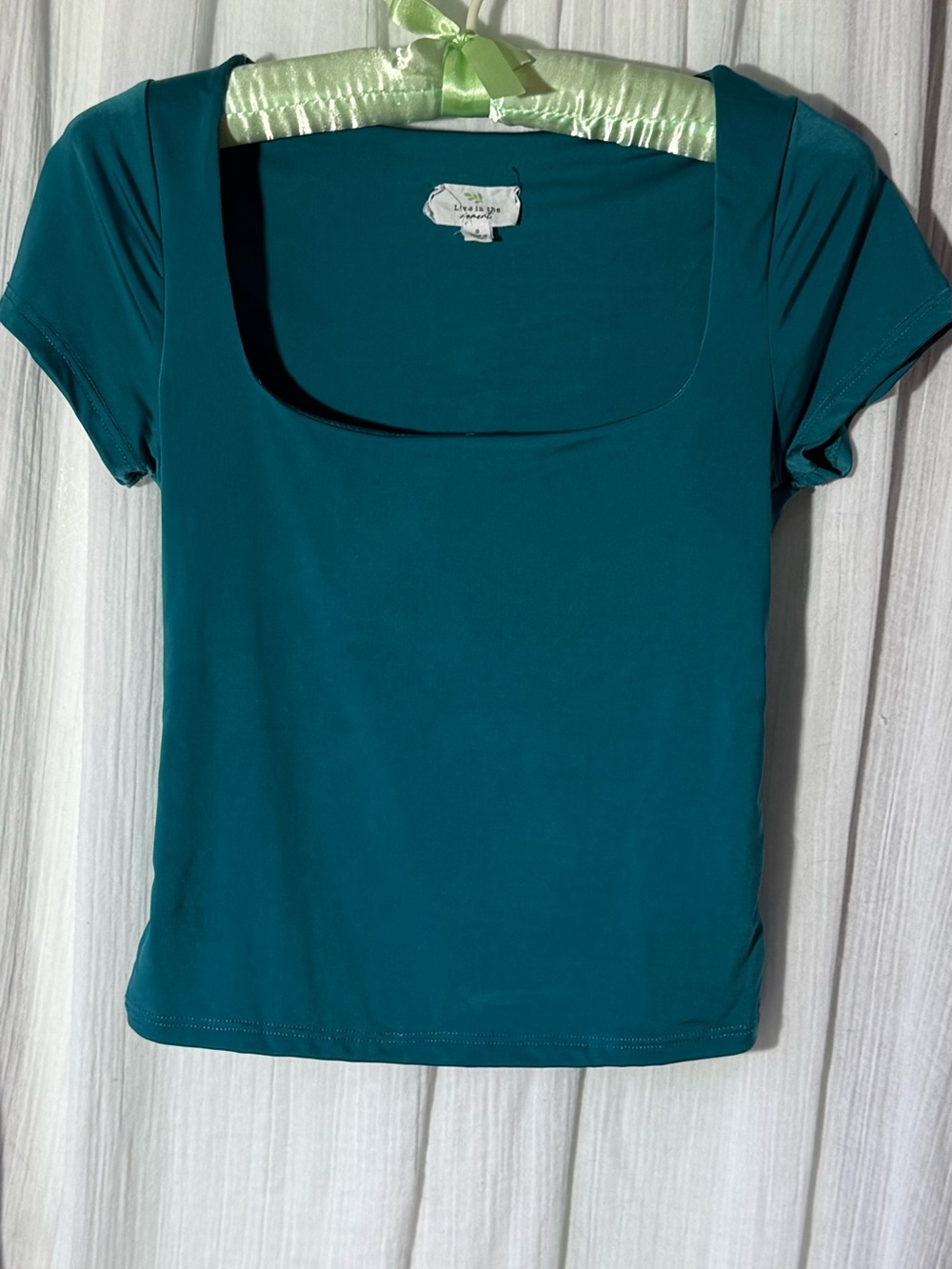 Dreamers Teal Square Neck Stretch Top – Small